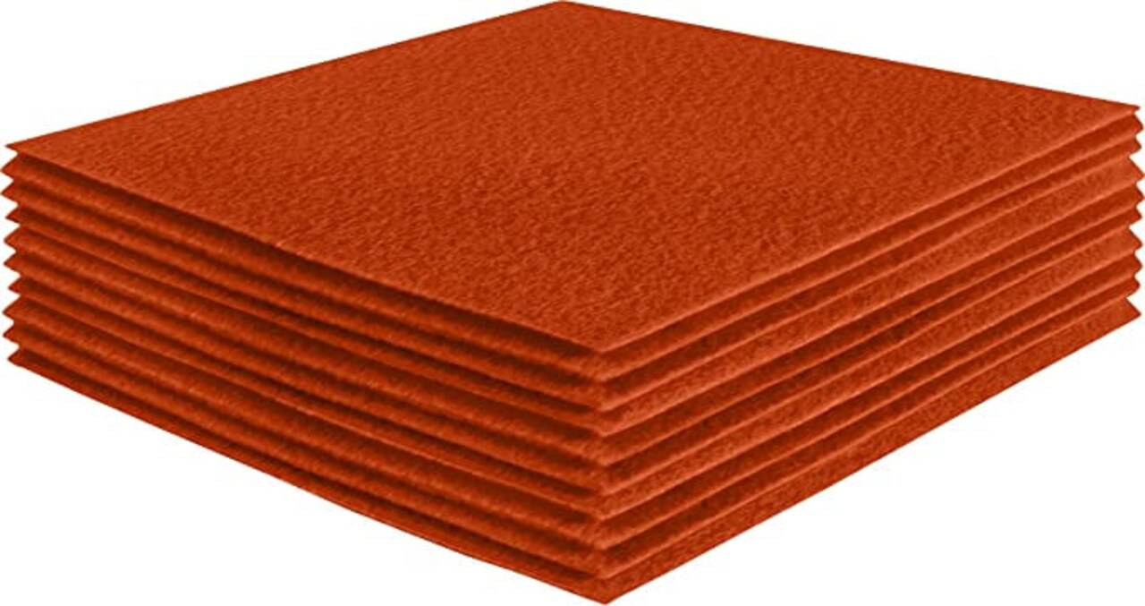 FabricLA Acrylic Felt Fabric - Pre Cut | 12" X 12" Inches | DIY Craft, Hobby, Costume, Decoration | Orange - 14 Pieces